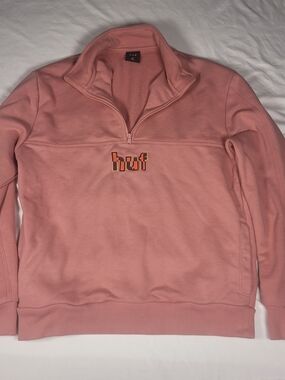 HUF Men’s Dusty Pink Half-Zip Sweatshirt with Logo
